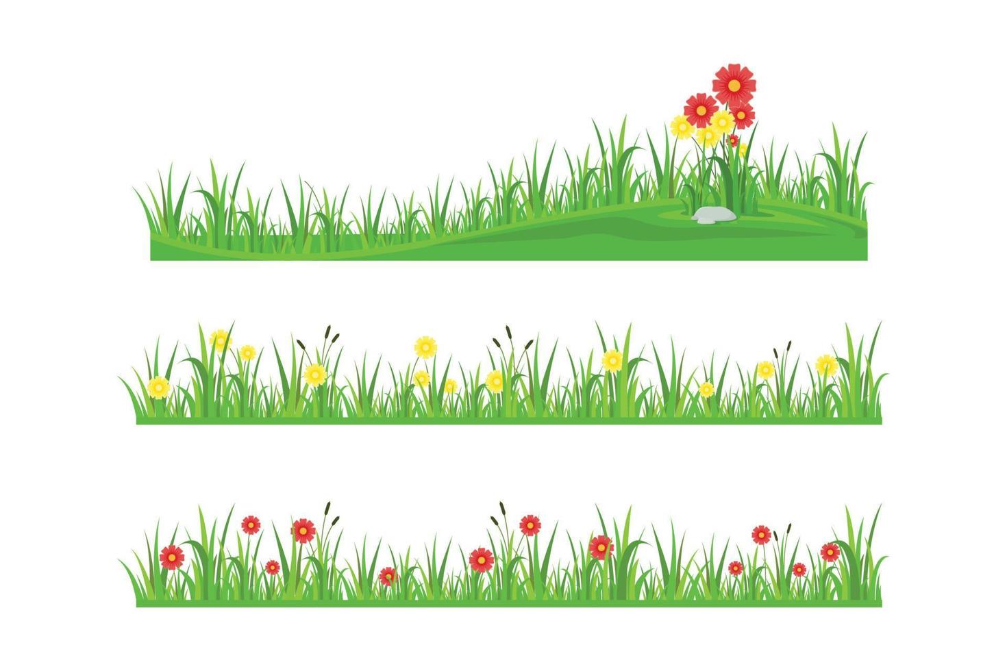 collection of grass and flowers vector