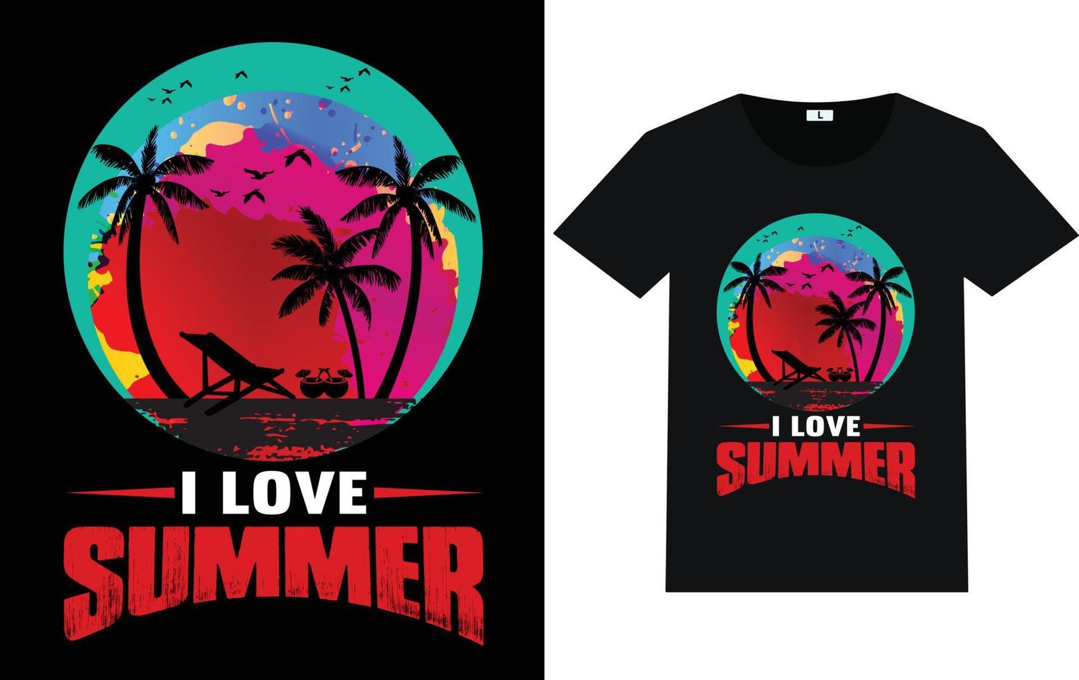 Summer Typography and Graphic T shirt Design vector