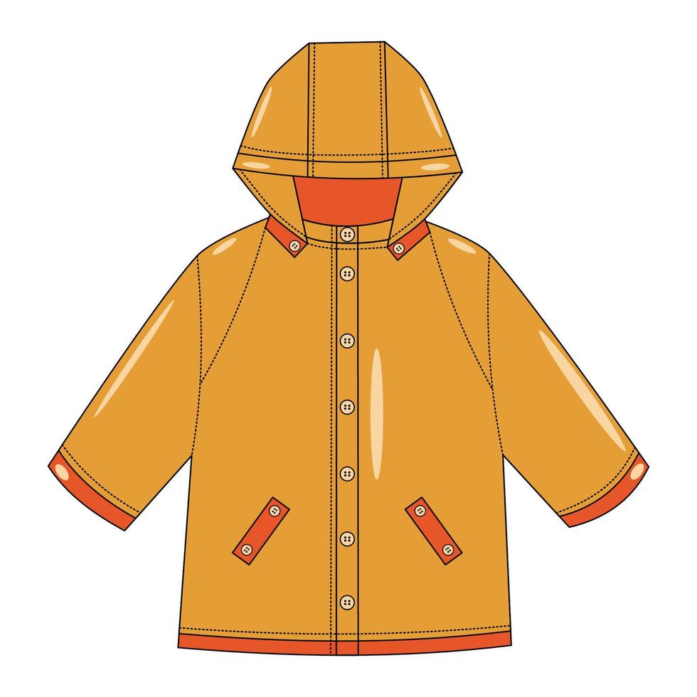 impermeable amarillo con botones ilustración vectorial en técnica plana vector