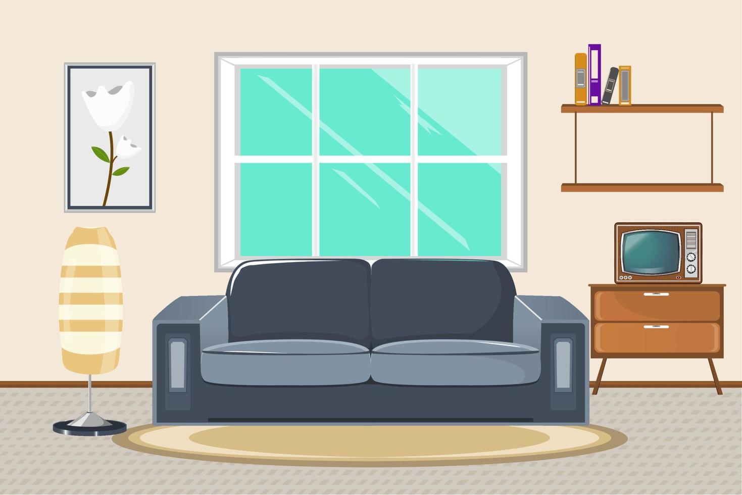 Living room furniture objects vector