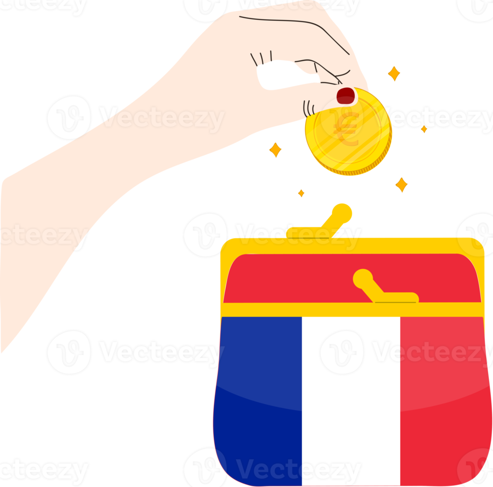 Francia nazionale mano disegnato bandiera, euro mano disegnato png