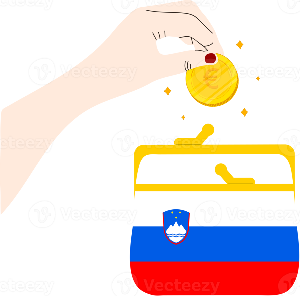 Slovenia hand drawn flag, EUR hand drawn png