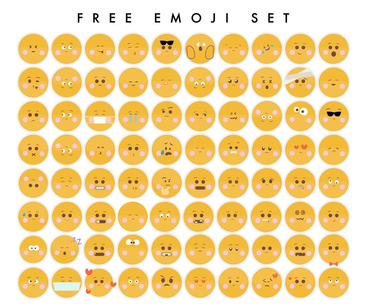 Handrawn emoji set vector