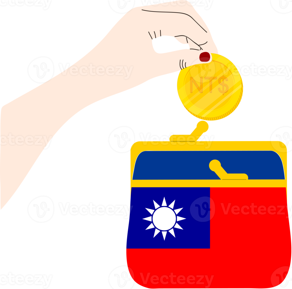 drapeau de taiwan dessiné à la main, nouveau dollar de taiwan dessiné à la main png