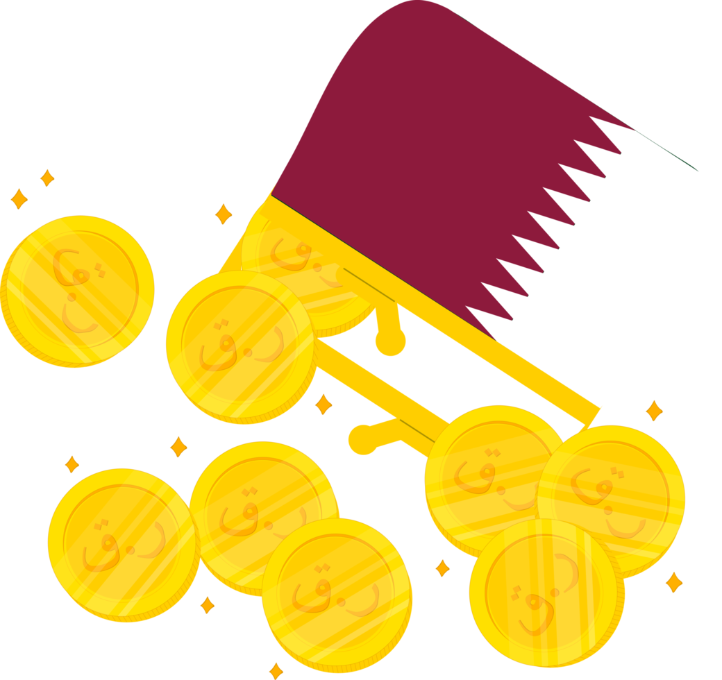 Qatar Flag hand drawn.Qatari riyal hand drawn png
