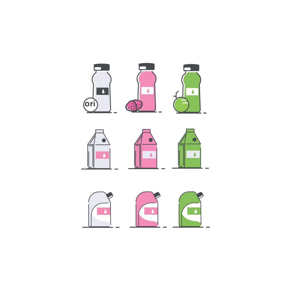 ícono de empaque de bebidas lácteas con una variedad de sabores, adecuado para publicidad de bebidas vector