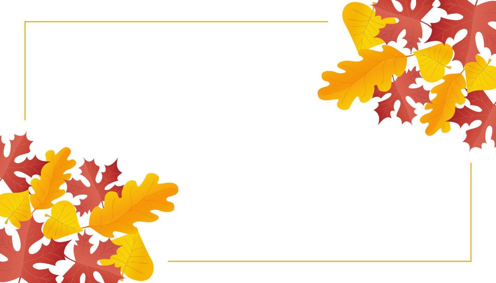 Red leaves and lines Card design in realistic style. Autumn leaf. Colorful vector illustration isolated on white background.