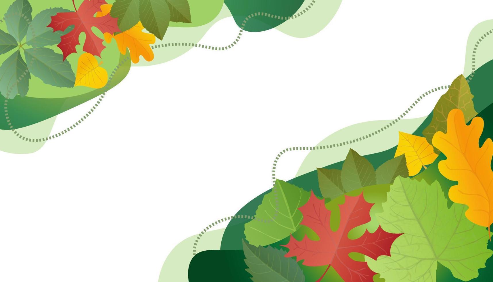 diseño de tarjeta de hojas de otoño en estilo realista. fondo colorido ilustración vectorial aislado sobre fondo blanco. vector