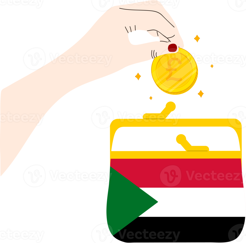 bandeira desenhada à mão do sudão, libra sudanesa desenhada à mão png