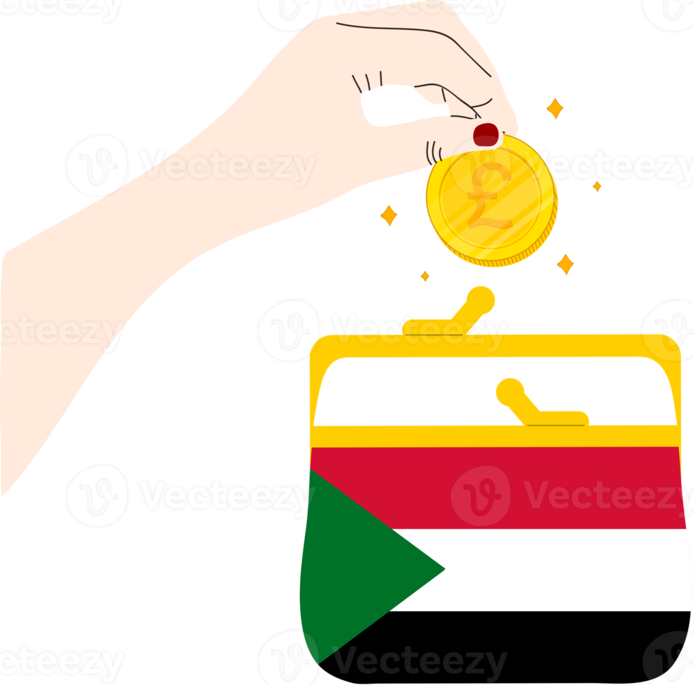 sudan handgezeichnete flagge, sudanesisches pfund handgezeichnet png