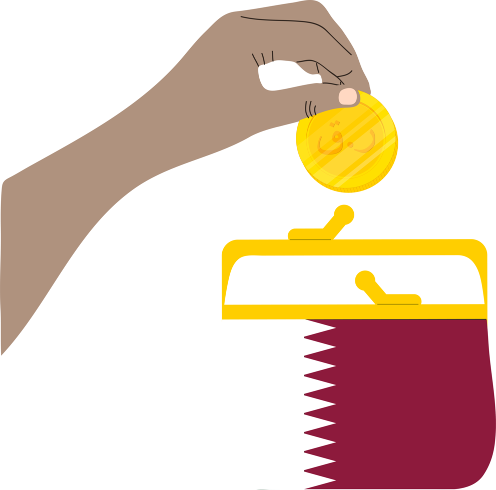 Qatar Flag hand drawn.Qatari riyal hand drawn png