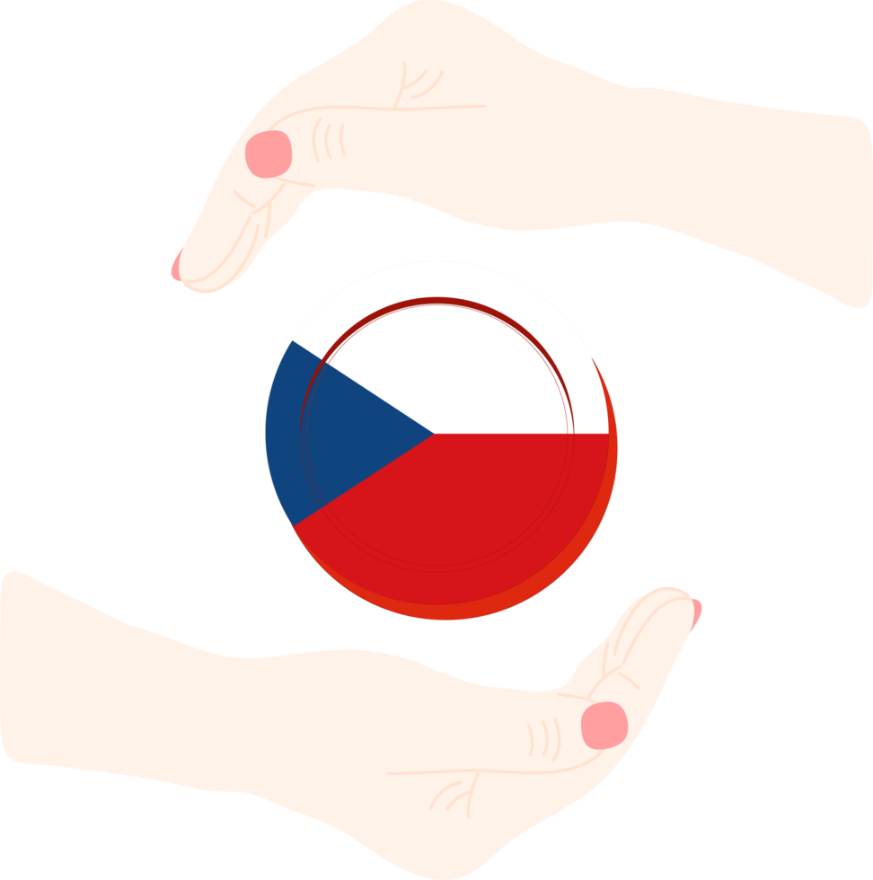 Tsjechisch hand- getrokken vlag, Tsjechisch kroon,euro hand- getrokken png
