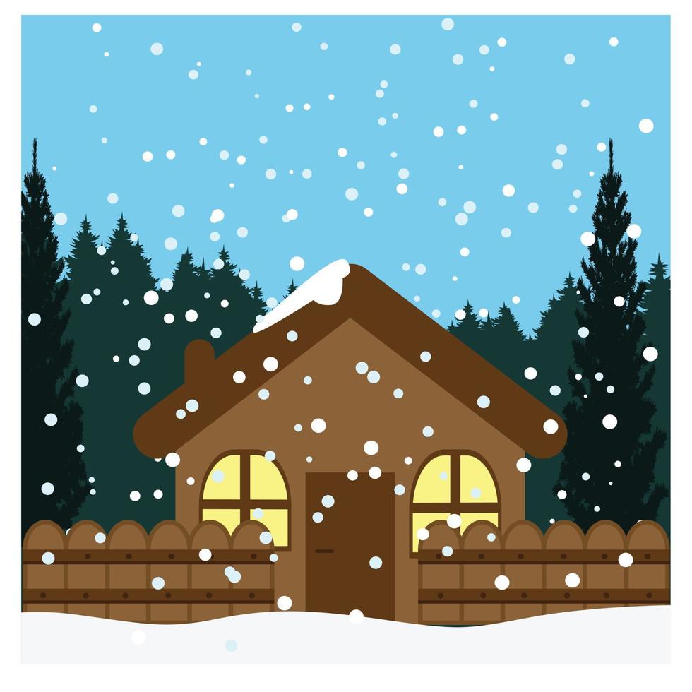 snow fall on the house vector