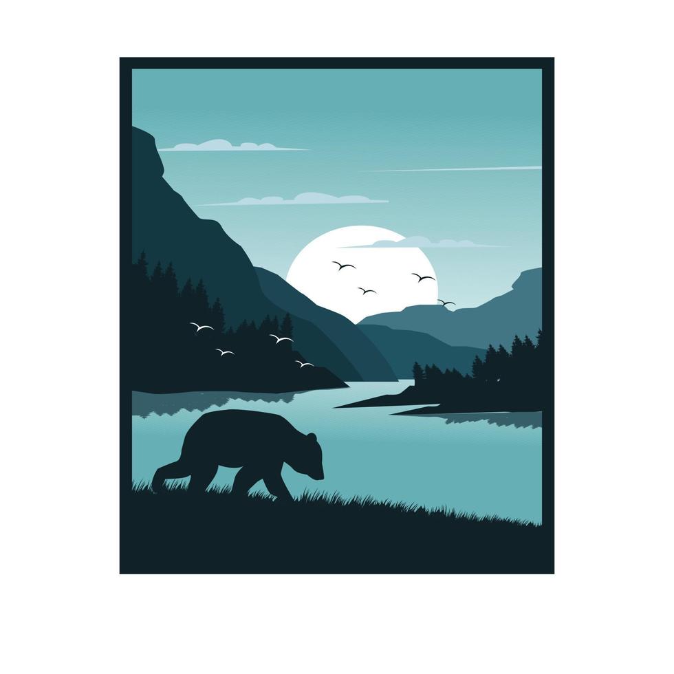 bear and landscape vector