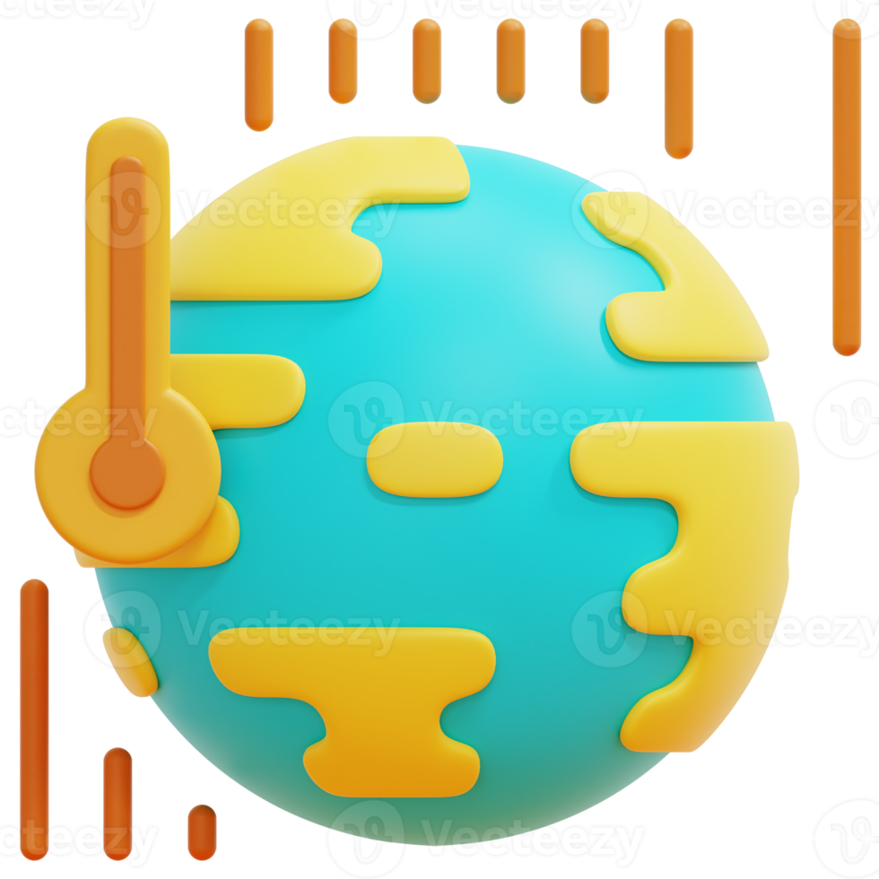 global warming 3d render icon illustration png