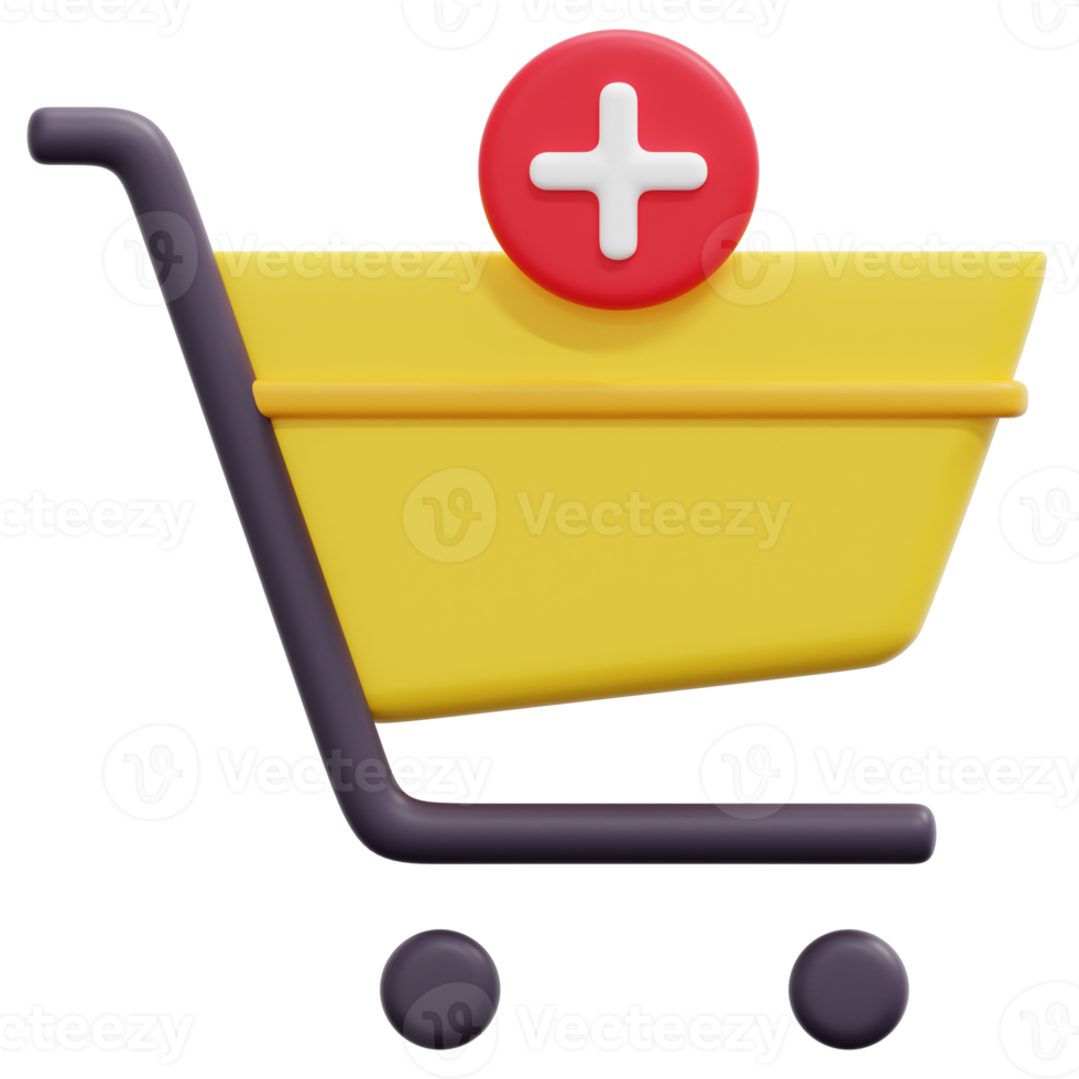 shopping cart 3d render icon illustration png