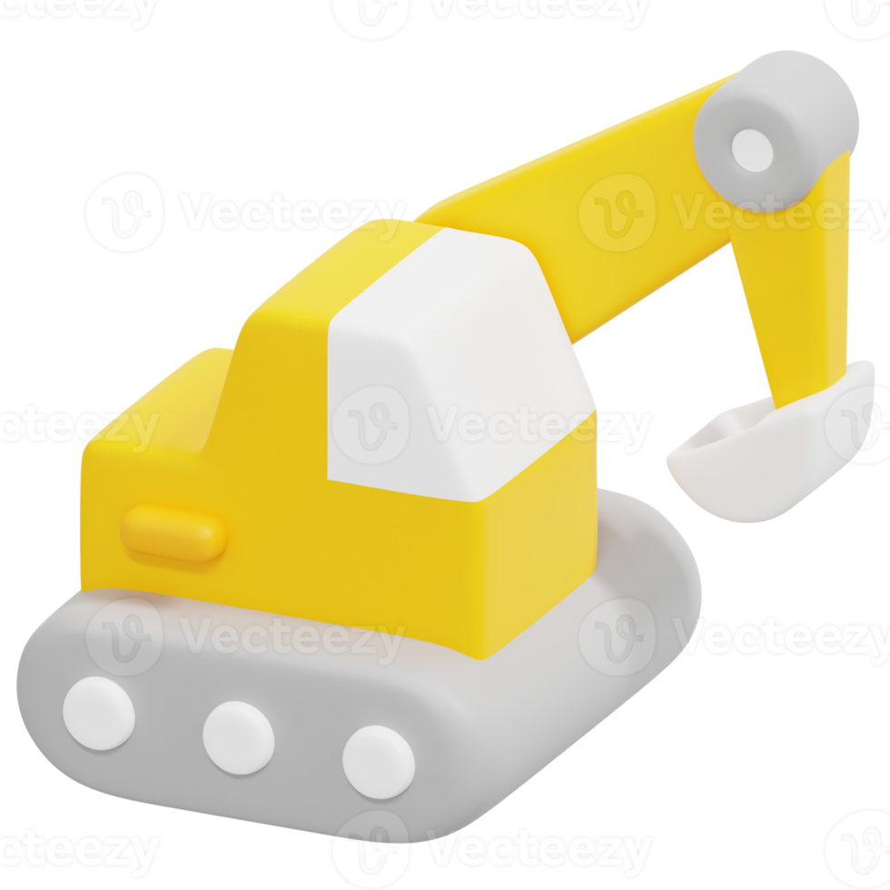 excavator 3d render icon illustration png