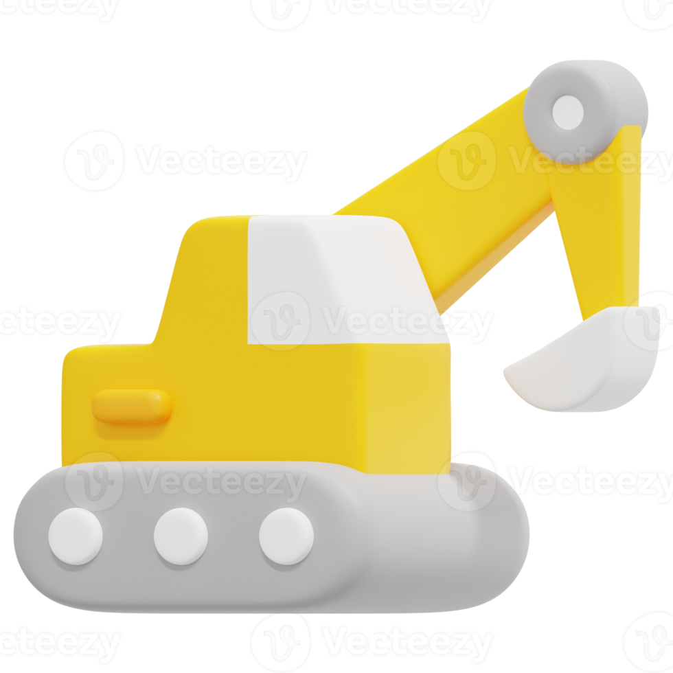 excavator 3d render icon illustration png