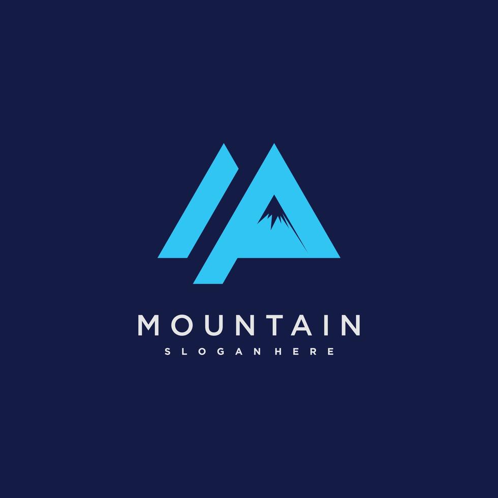 vector de diseño de logotipo letra m con concepto de montaña