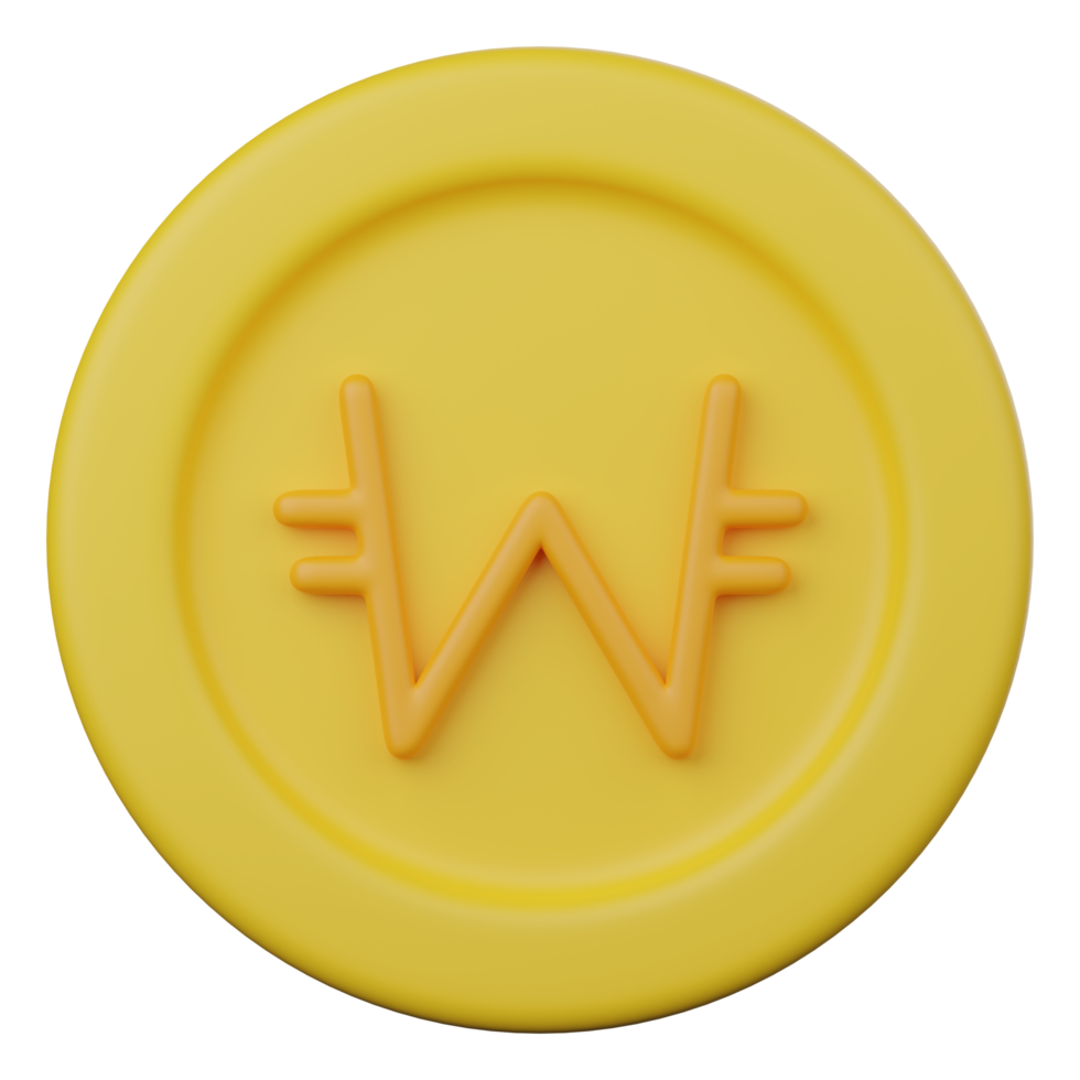 south korean won coin 3d icon png