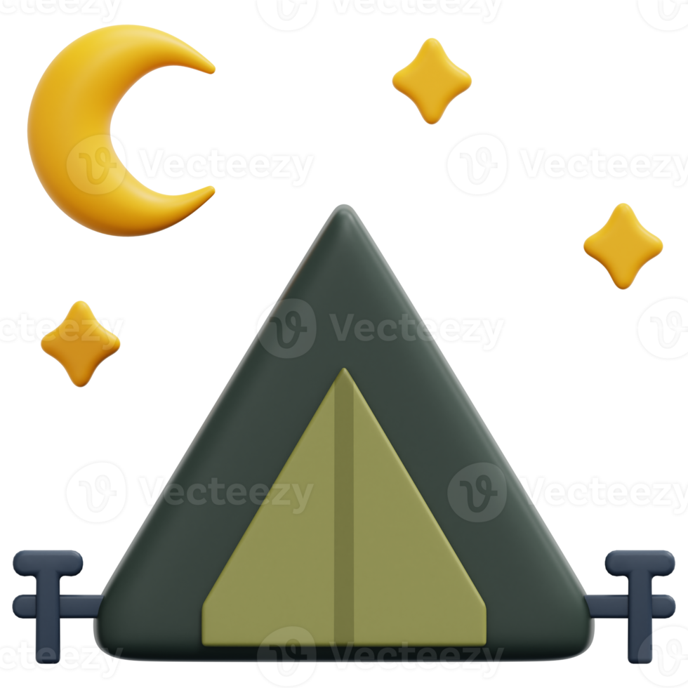 camping 3d render icon illustration png