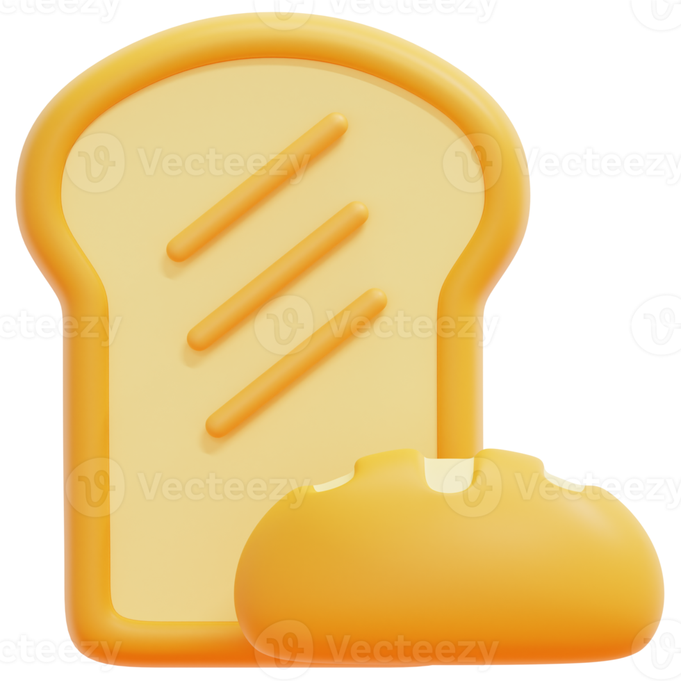 bread 3d render icon illustration png