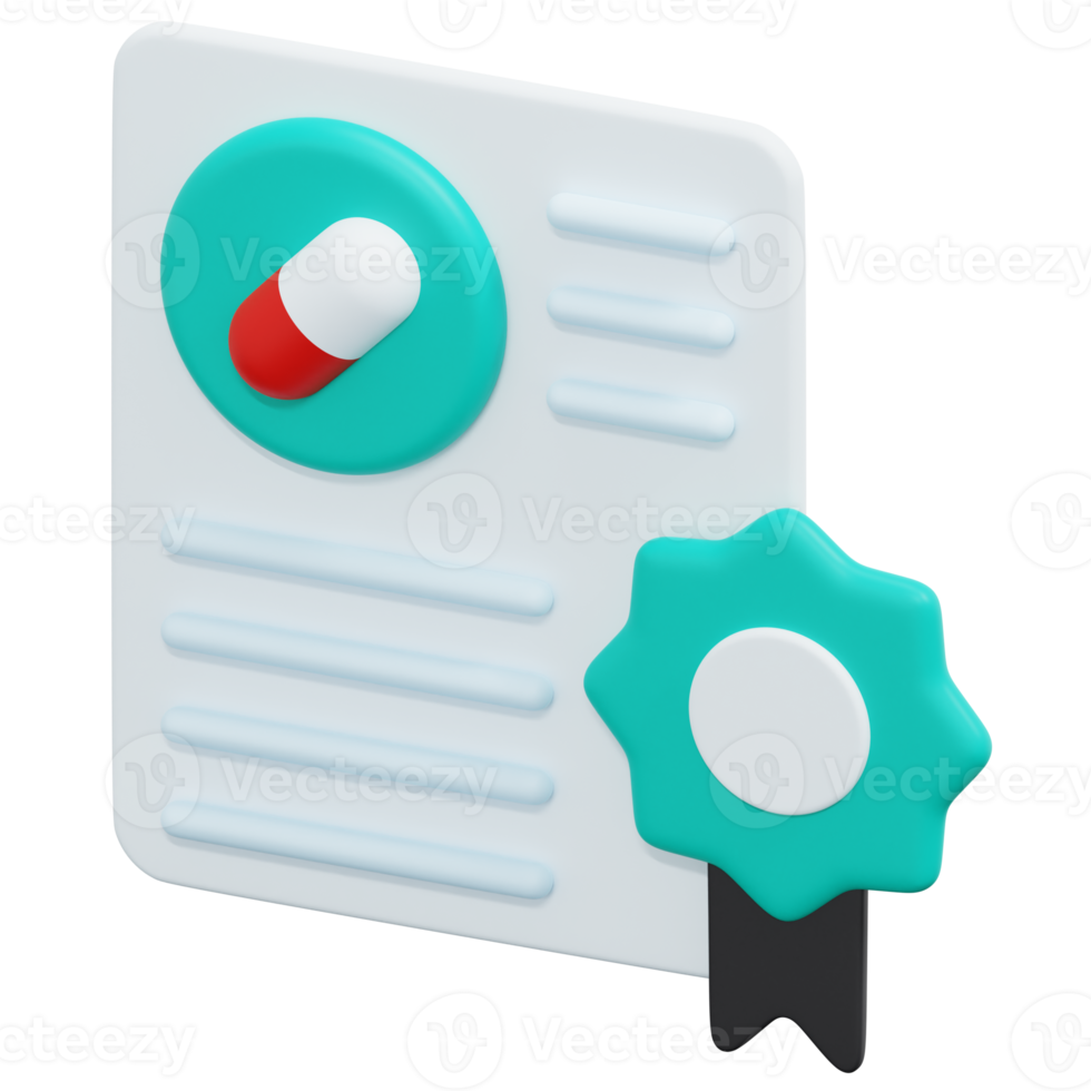 illustration de l'icône de rendu 3d du certificat png