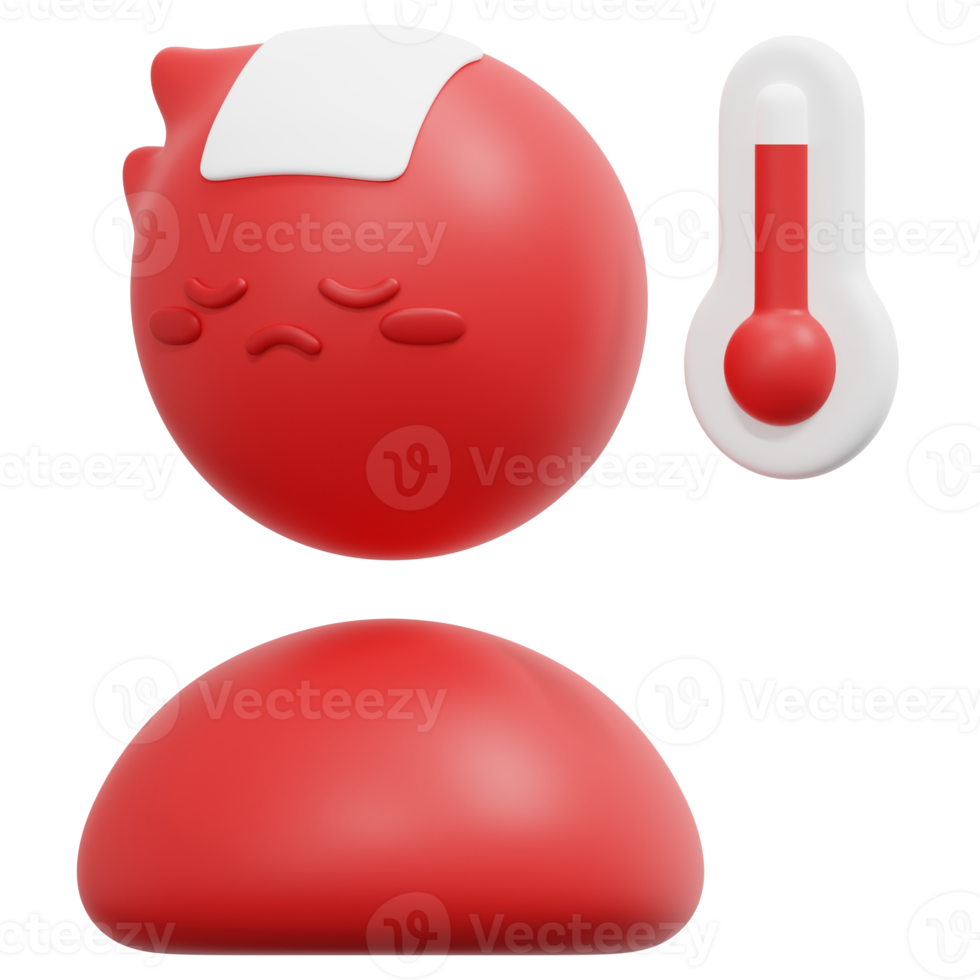sick 3d render icon illustration png