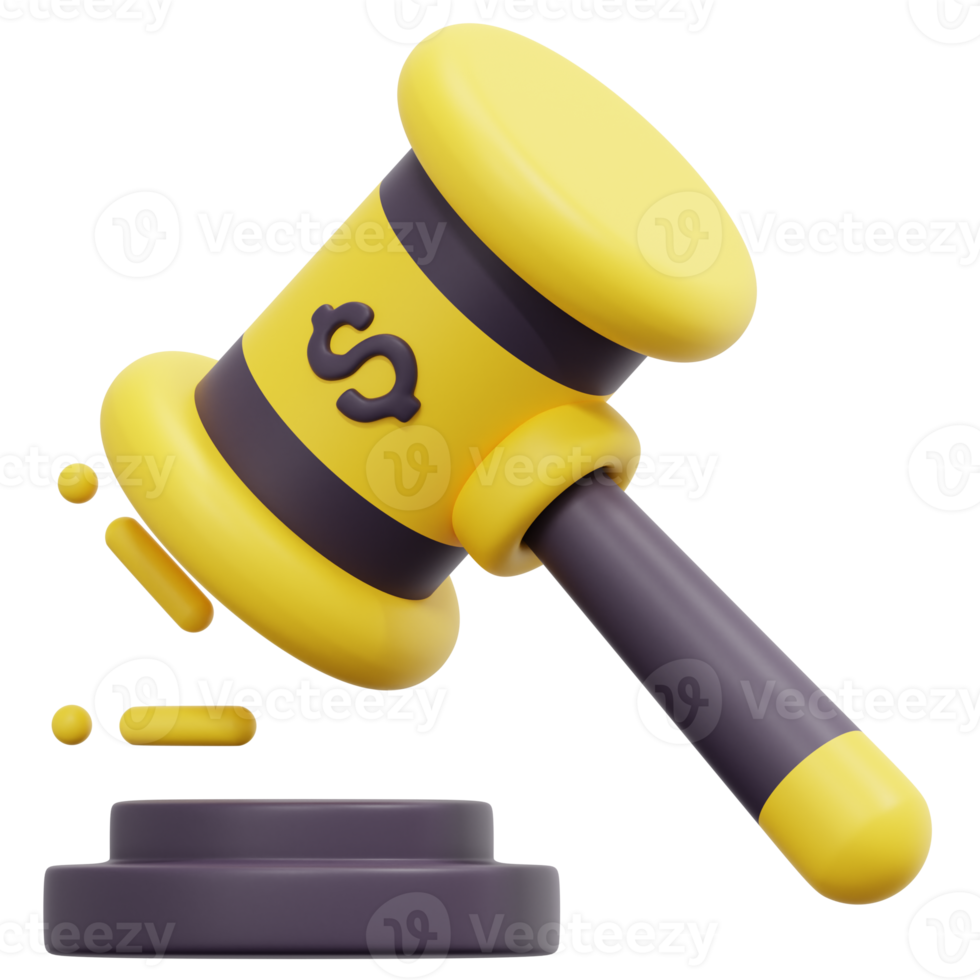 auction 3d render icon illustration png