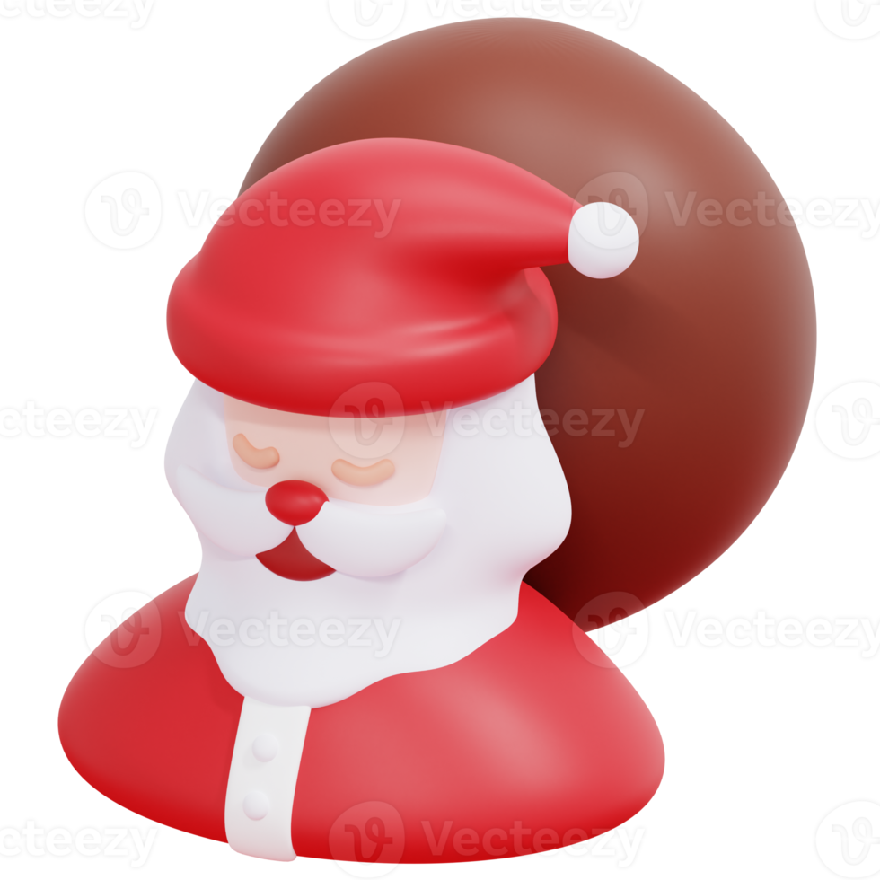 santa claus 3d render icon illustration png