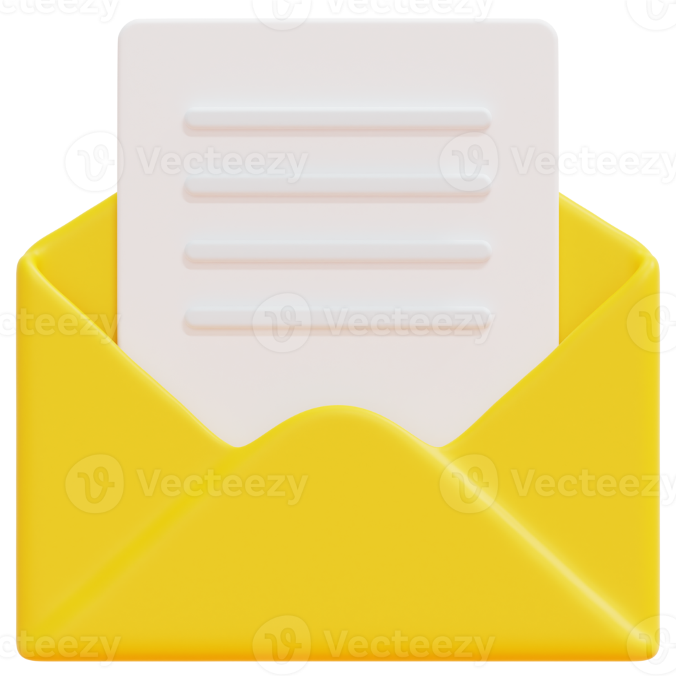 open email 3d render icon illustration png