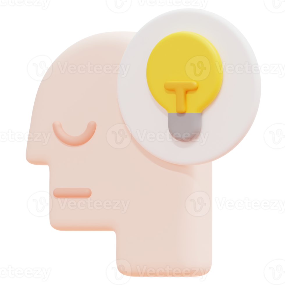 idea 3d render icon illustration png