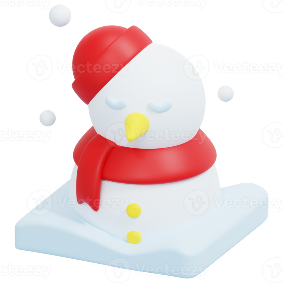 snowman 3d render icon illustration png