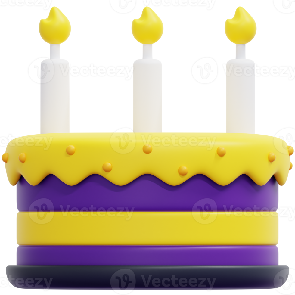 birthday cake 3d render icon illustration png