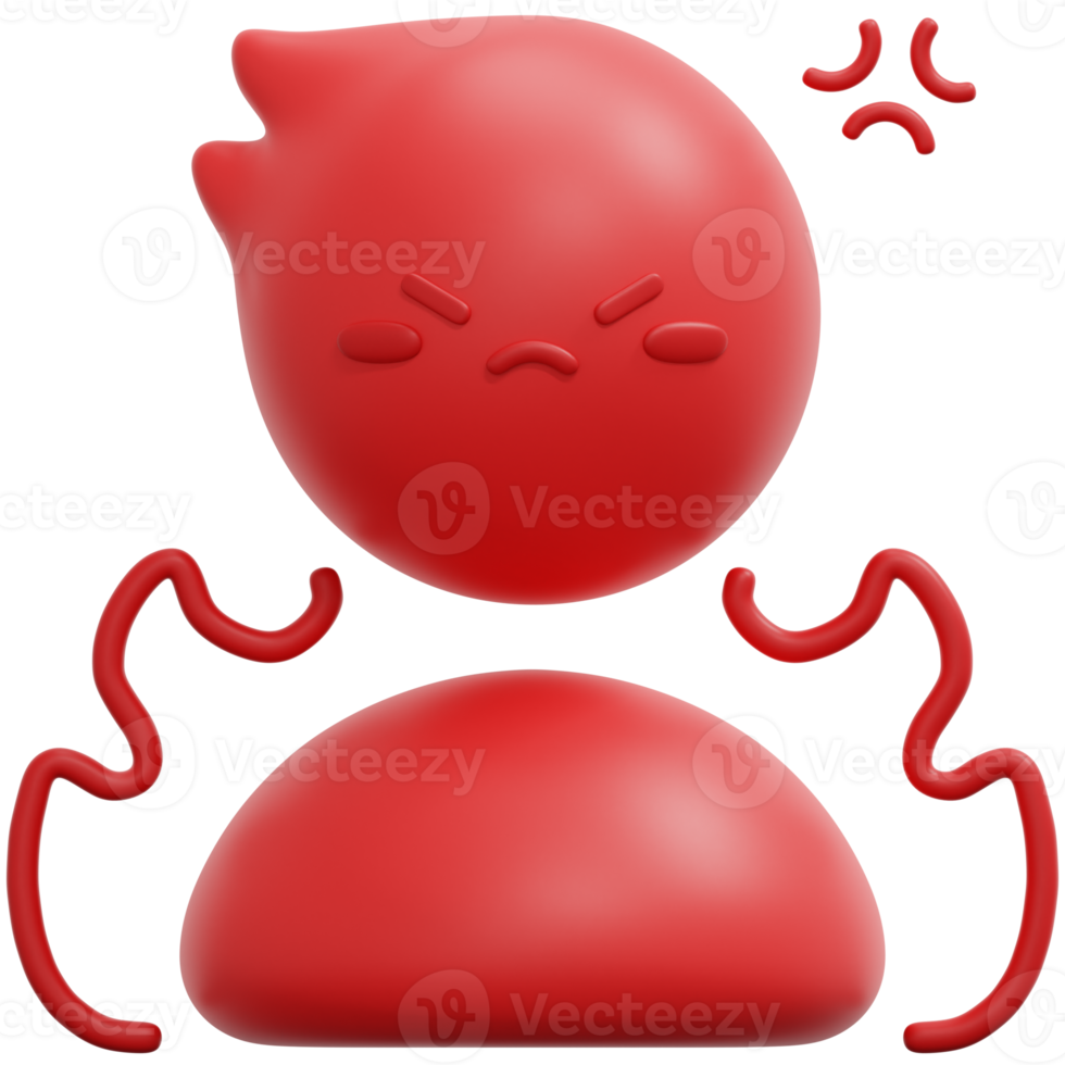 Wütende 3D-Render-Icon-Illustration png