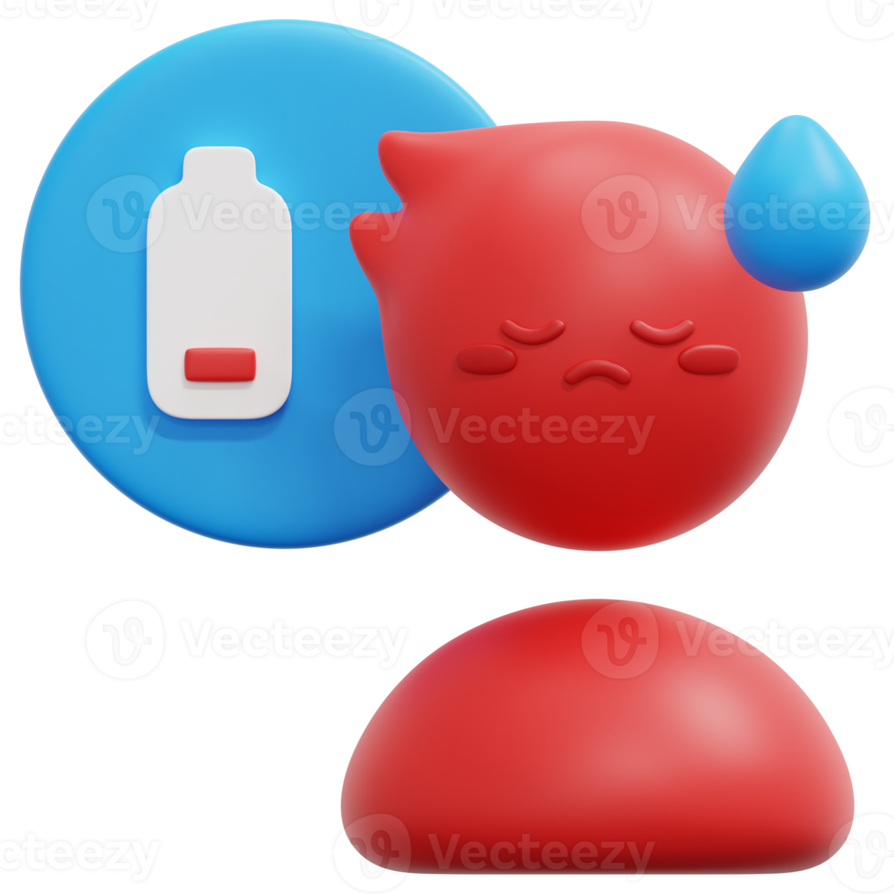 tired 3d render icon illustration png