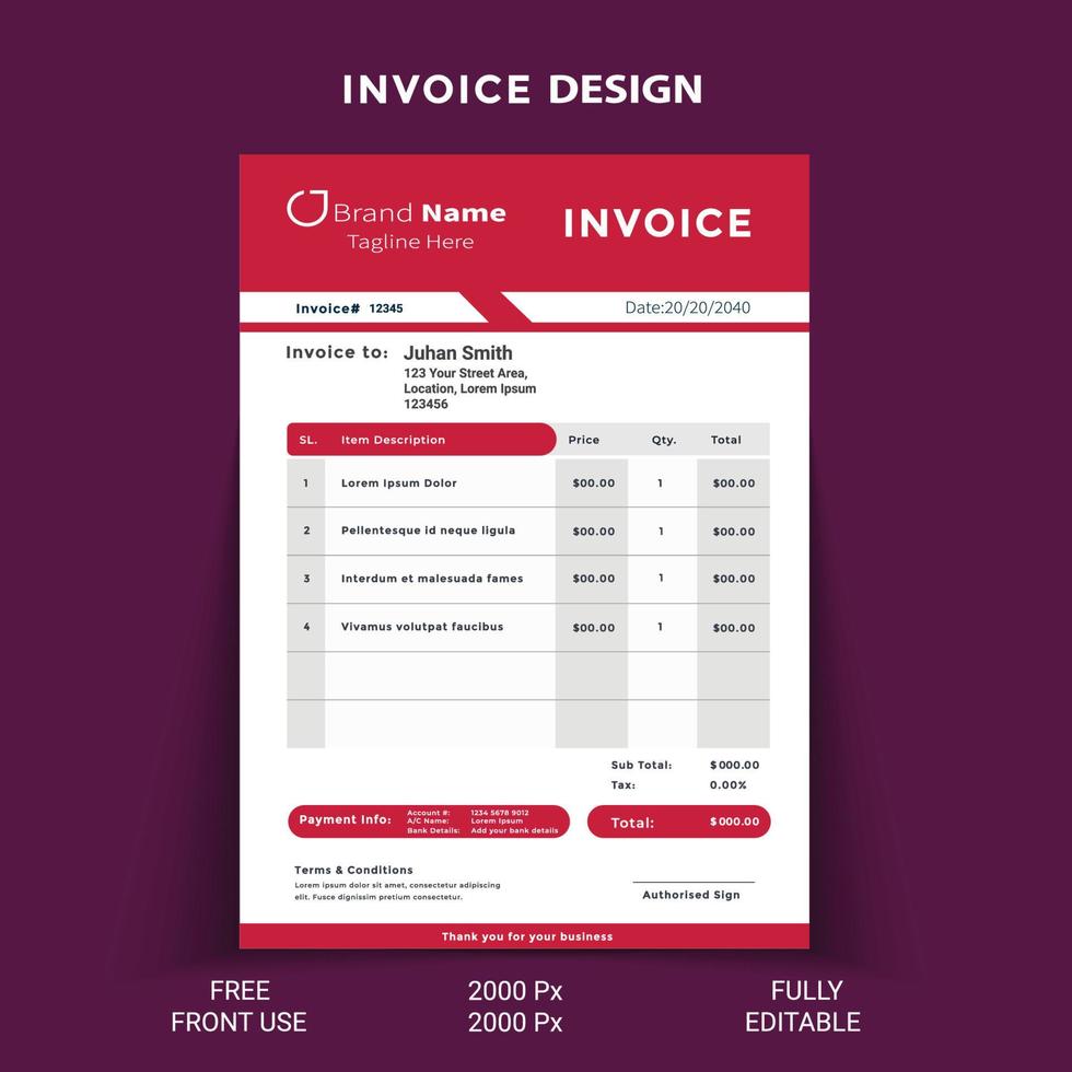 modern corporate creative Invoice theme with pet and invoice template design vector