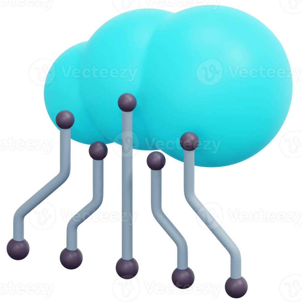 ilustración de icono de procesamiento 3d de datos en la nube png