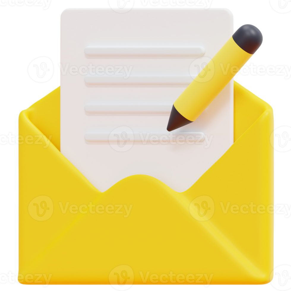 write mail 3d render icon illustration png