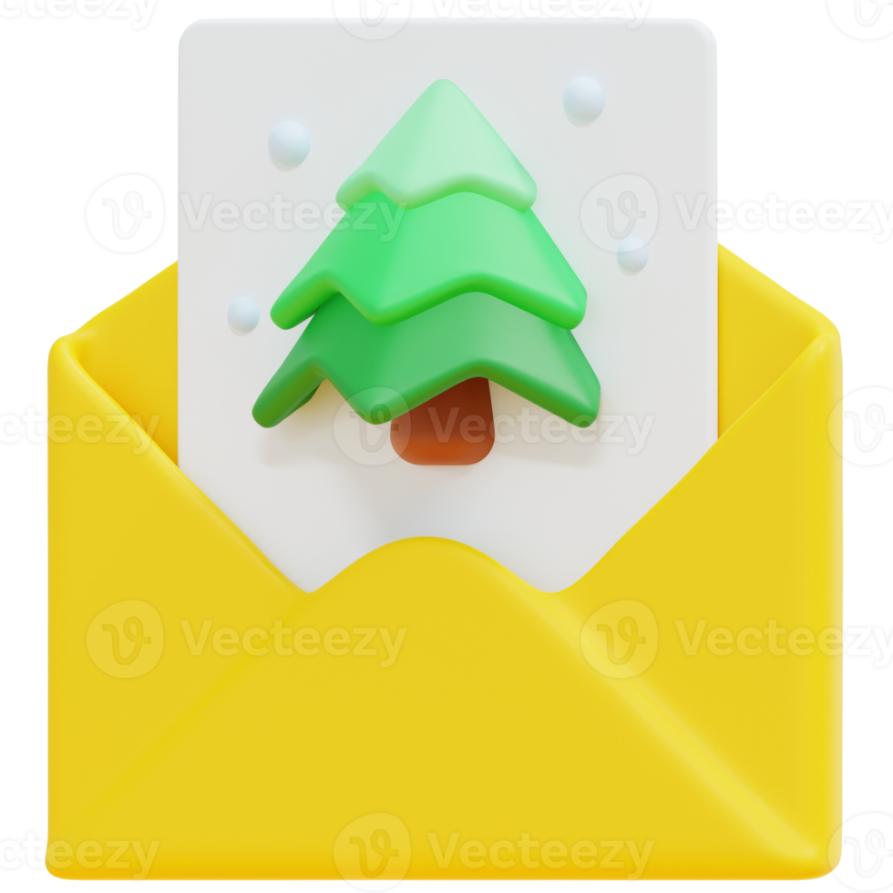 christmas card 3d render icon illustration png