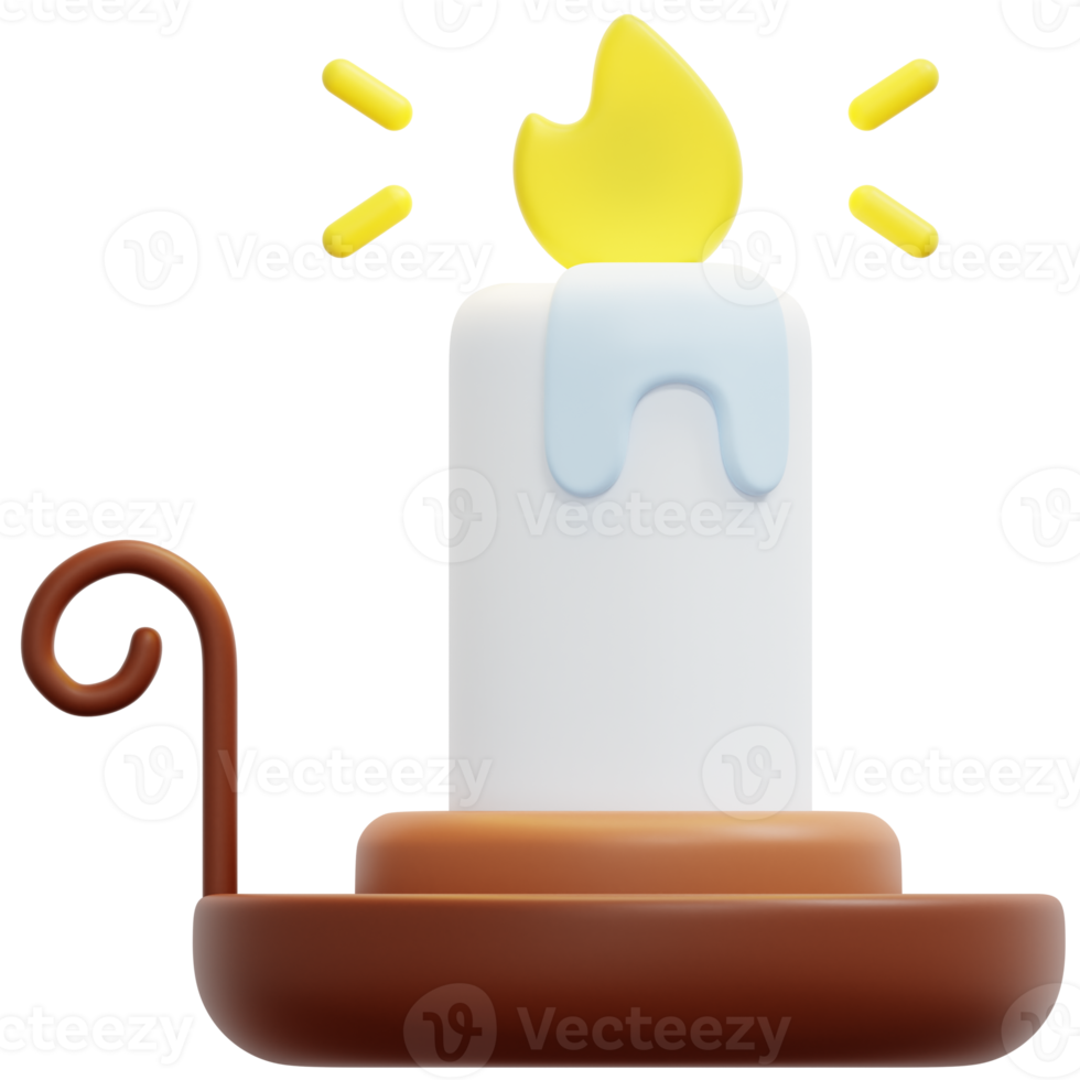 candle 3d render icon illustration png