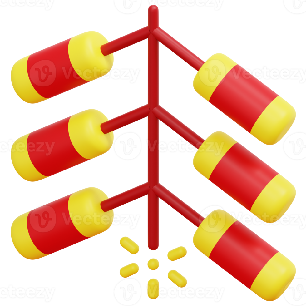 illustration de l'icône de rendu 3d de feux d'artifice png