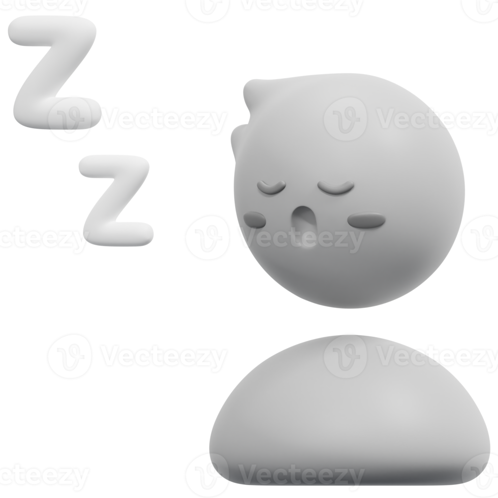 sleepy 3d render icon illustration png