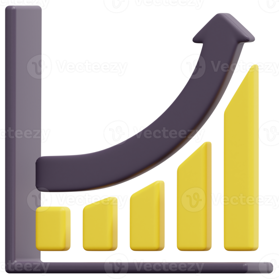 growth chart 3d render icon illustration png