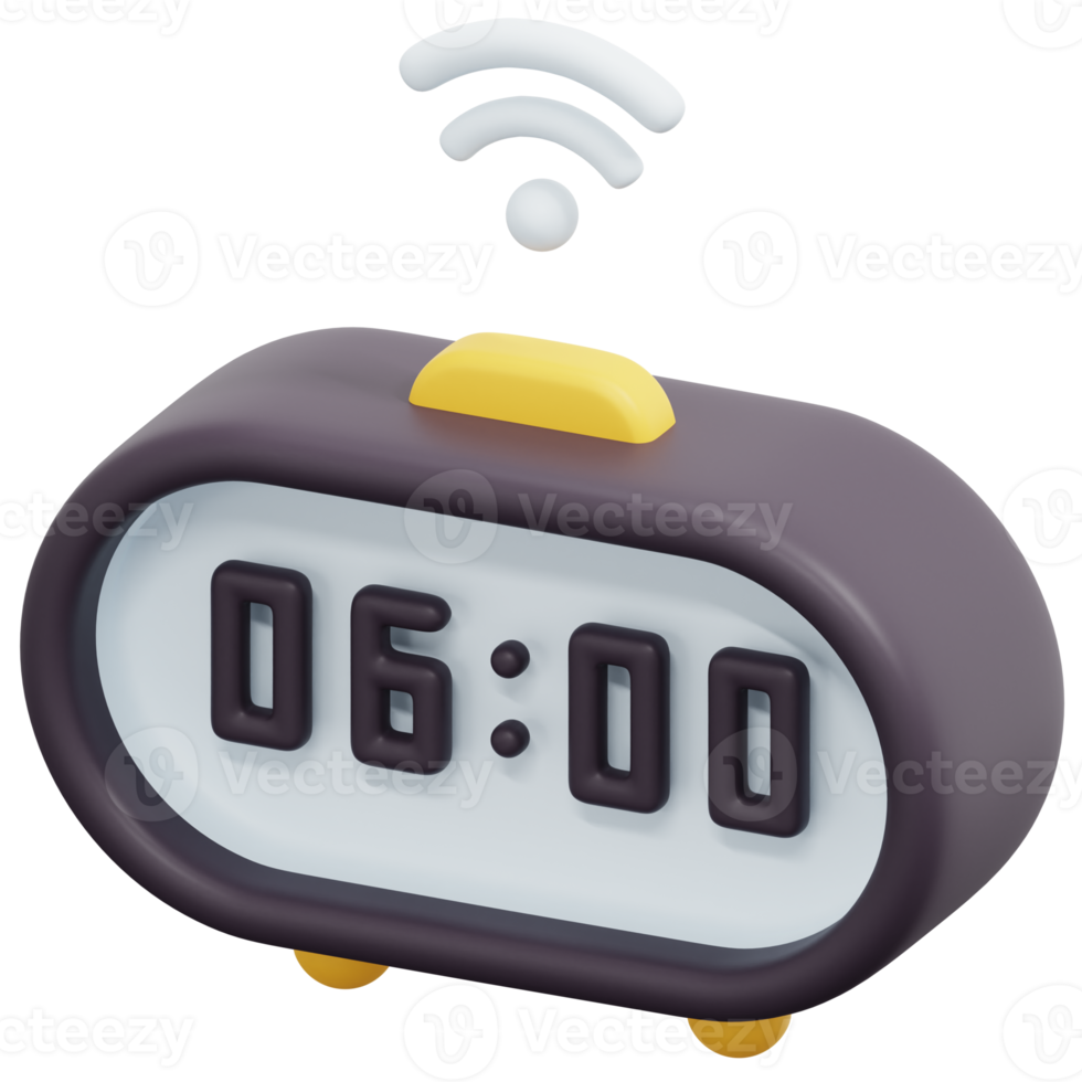 digital alarm clock 3d render icon illustration png