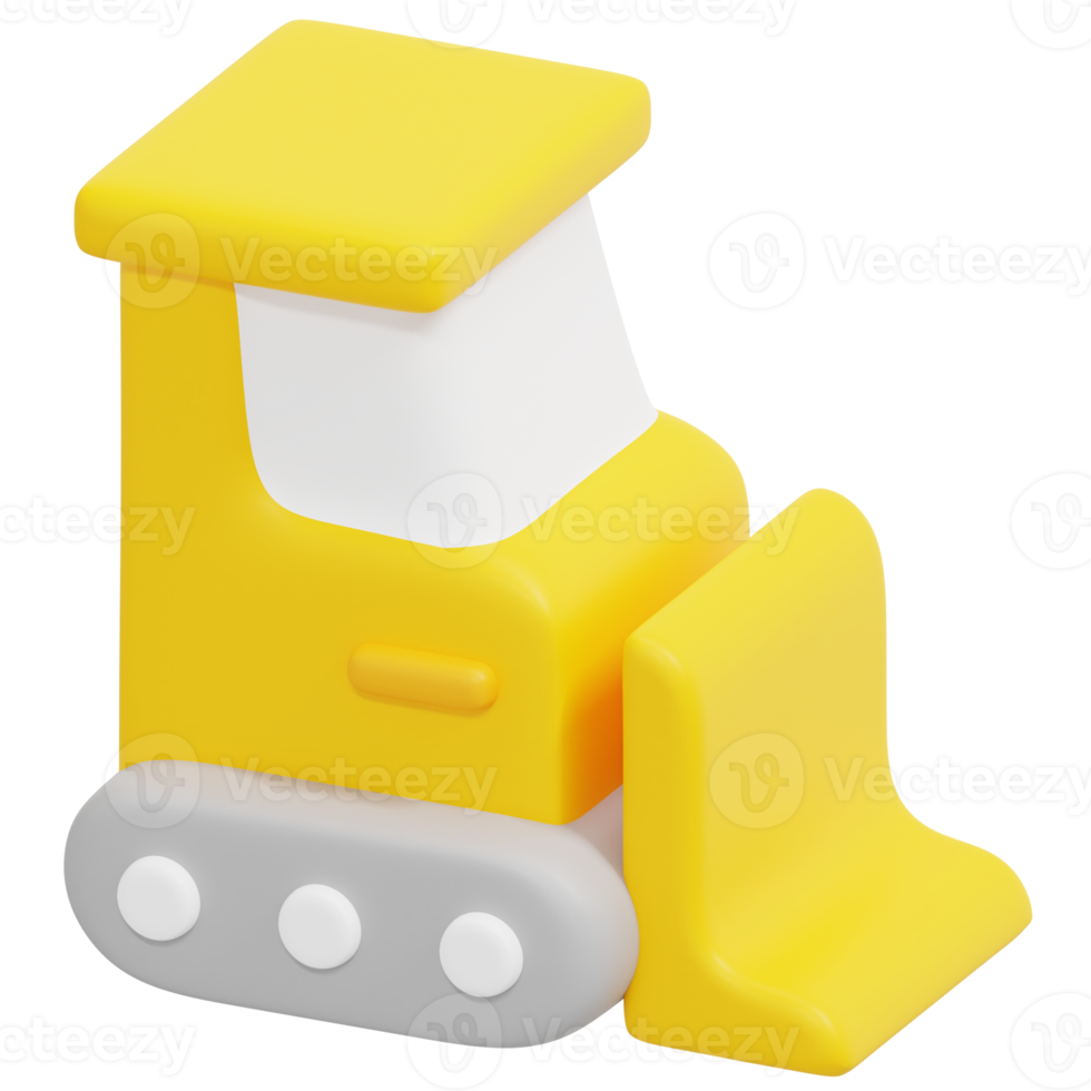 bulldozer 3d render icon illustration png