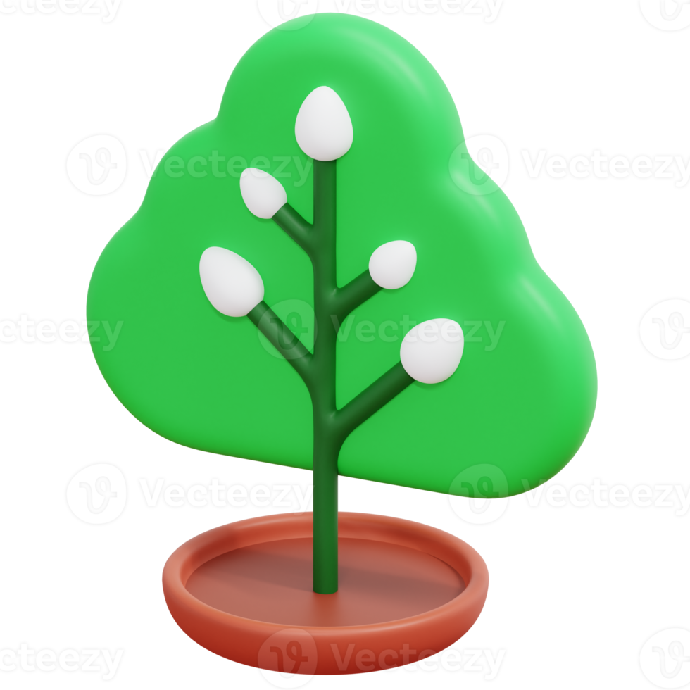 tree 3d render icon illustration png