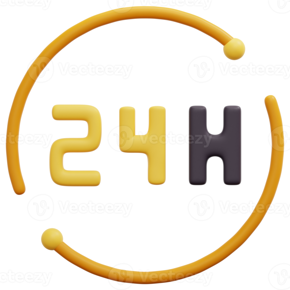 24 hours 3d render icon illustration png