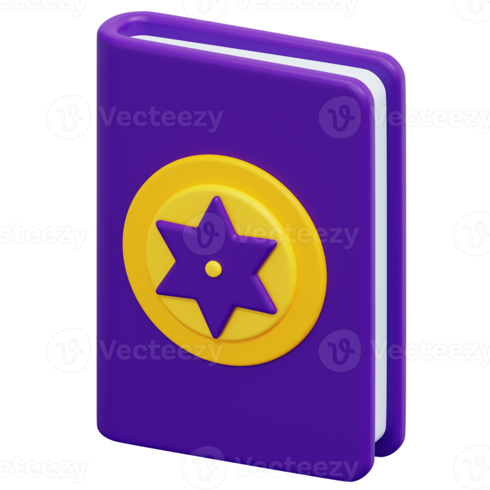 magic book 3d render icon illustration png
