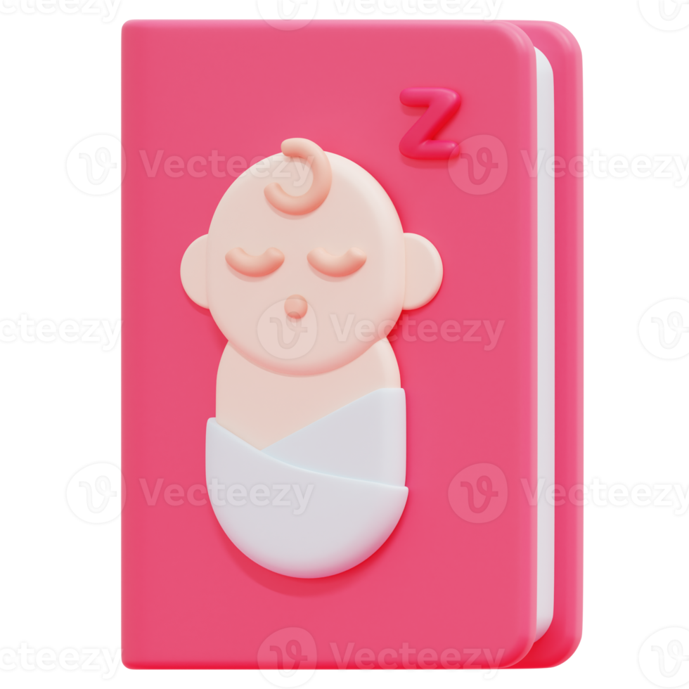baby book 3d render icon illustration png